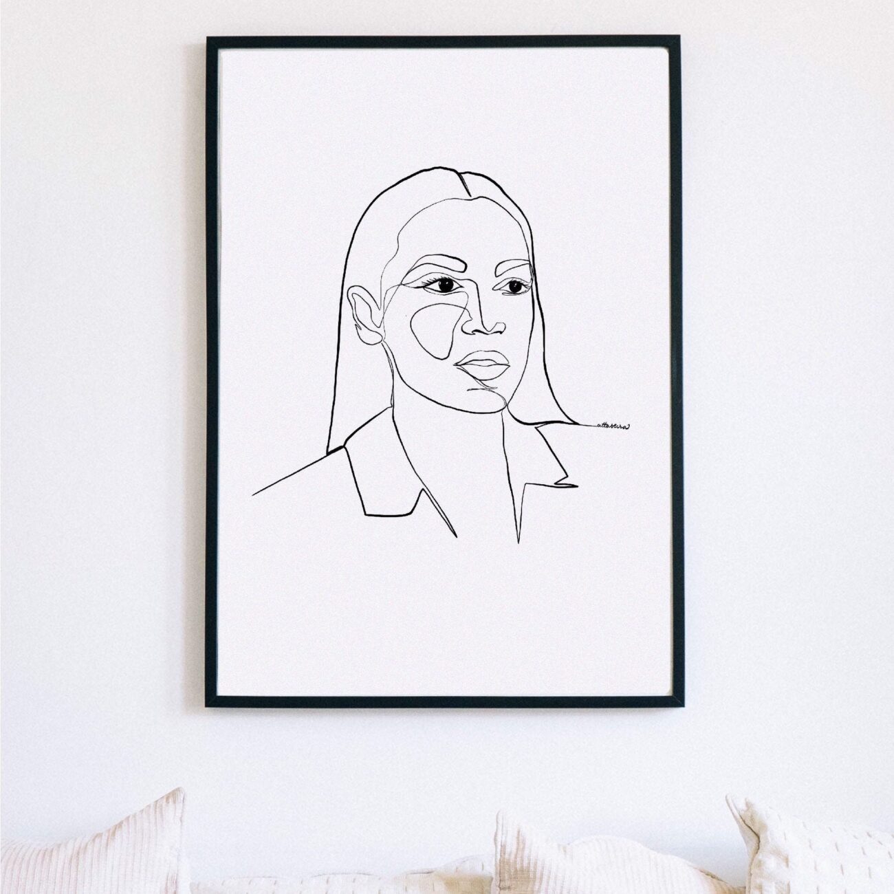 Alexandria Ocasio-Cortez Printable One Line Drawing – Attabeira